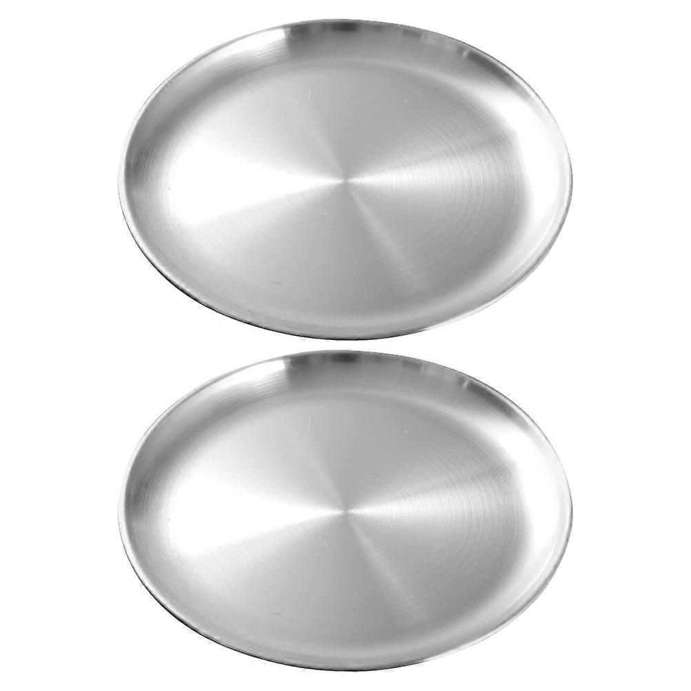 2pcs Multi-functional Food Serving Plates Round Barbecue Plates Meat Containers