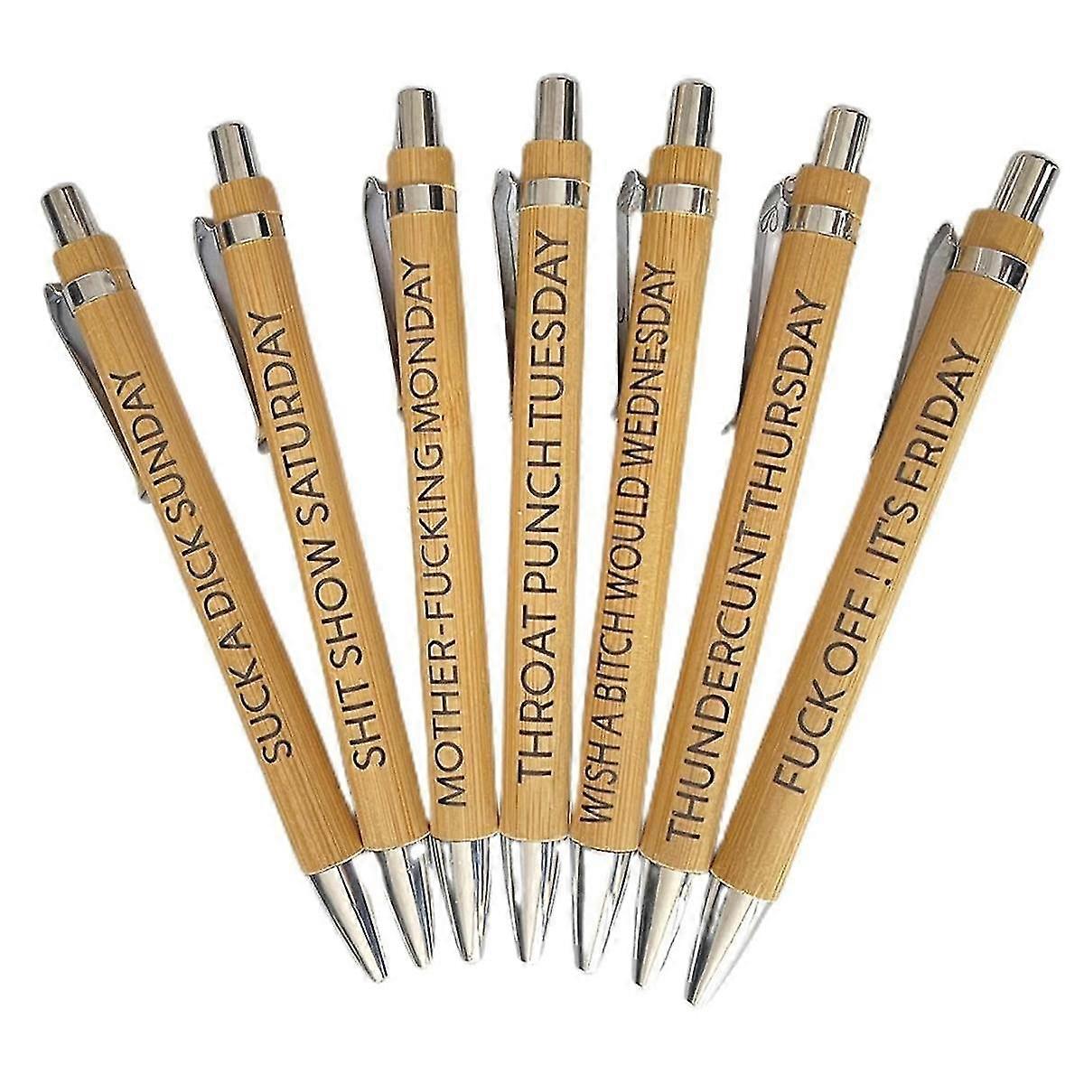 7 قطع أقلام عمل مضحكة للبالغين هدية مضحكة أقلام الخيزران هدايا مكتبية للنساء والرجال زملاء العمل F