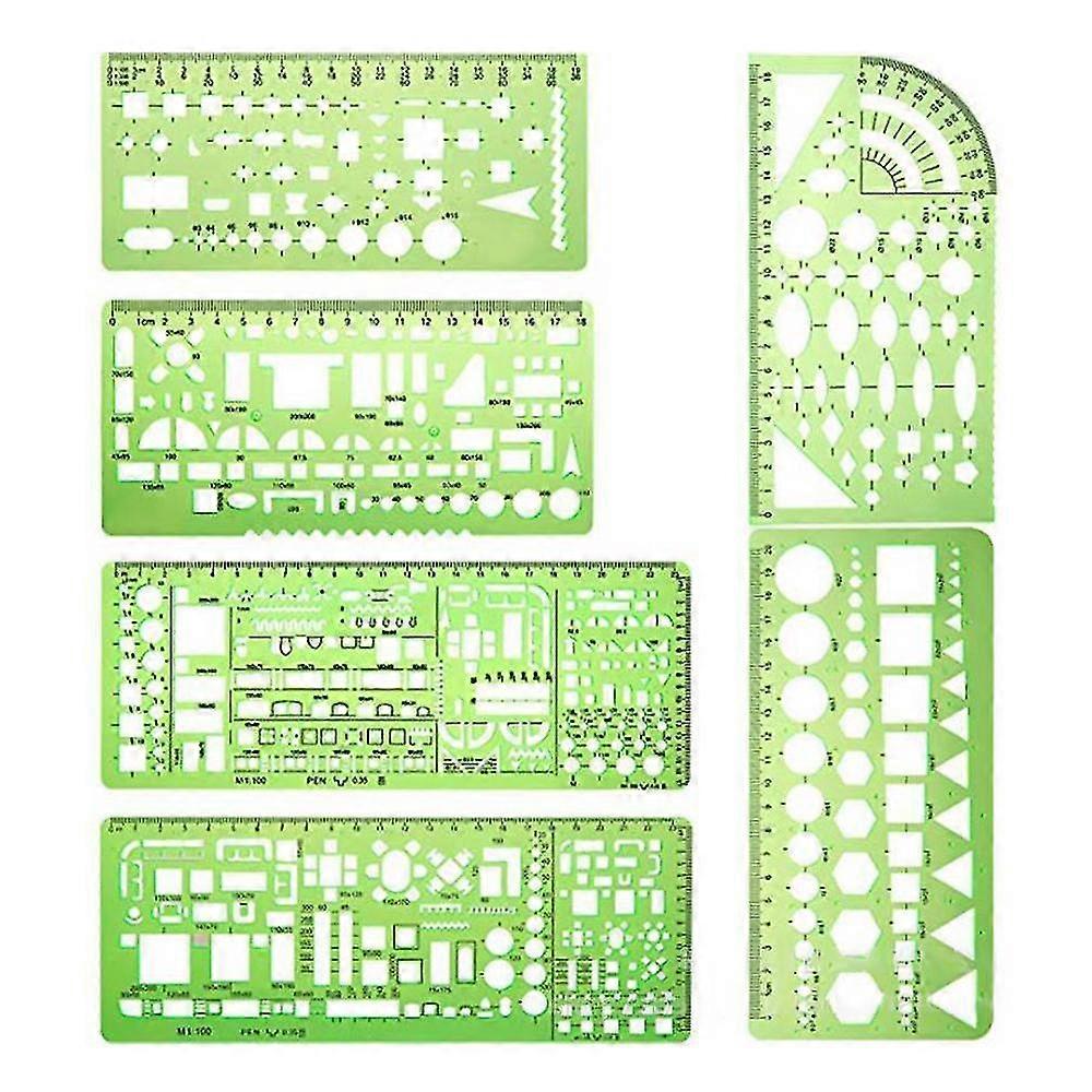 6 Pieces Drawing Templates Building Formwork Geometric Design Office Furniture Drawing Measuring