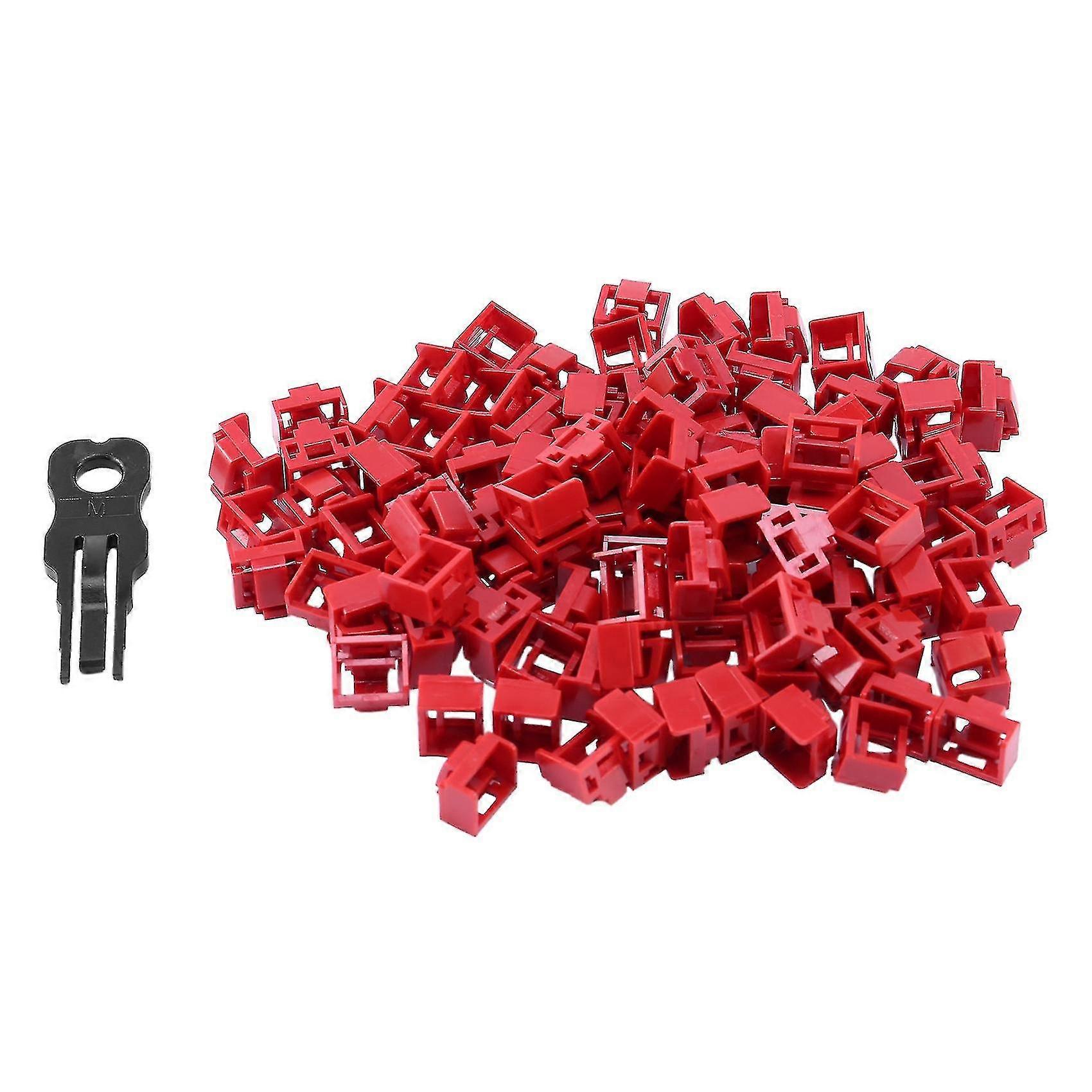 100pcs Red Rj45 Port Ethernet Lan Hub Anti Dust Cover Plug Cap Blockout Protector With Proprietary