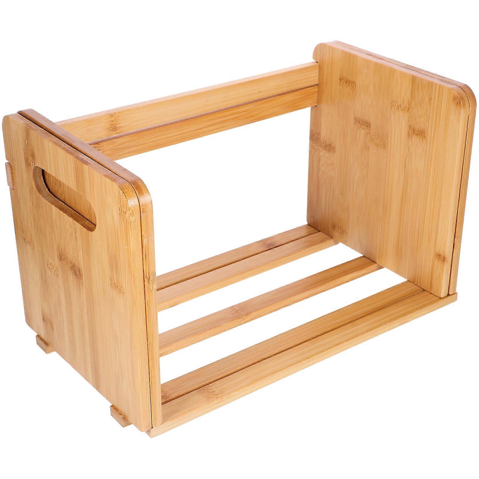 Desktop Bookshelf Multipurpose Wood Book Rack Adjustable Record CD Storage Organizer