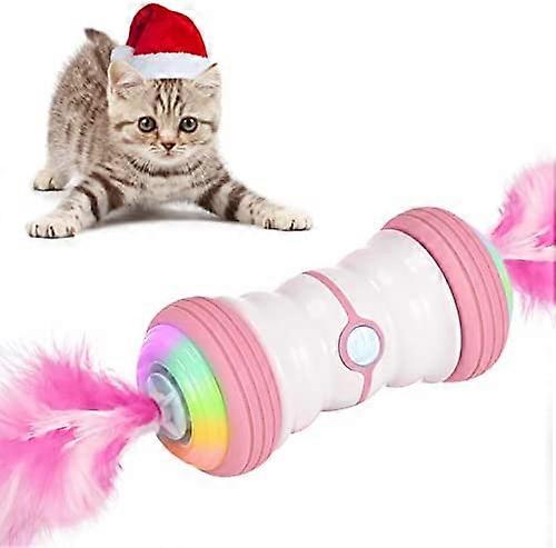 Interactive Electric Cat Toy,2021 Latest Automatically Rotating-USB Rechargeable LED Lights-Pink