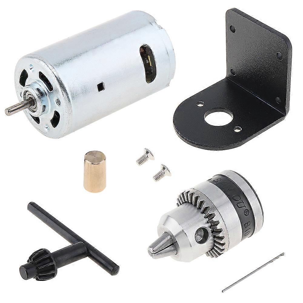DC 12V-36V 555 Motor Bench Drill Mini Hand Drill Sanding with 0.6-6mm B10 Chuck Mounting Bracket Lathe Press Motor DIY Tool Set