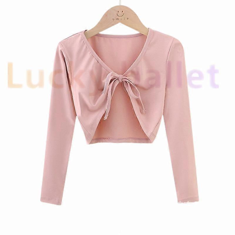 الفتيات معطف الباليه كم طويل التفاف أعلى الرقص هز كتفي سترة المحاصيل معطف أطفال ملابس الرقص قطن ضفائر الاحماء كنزة صوفية للثوب