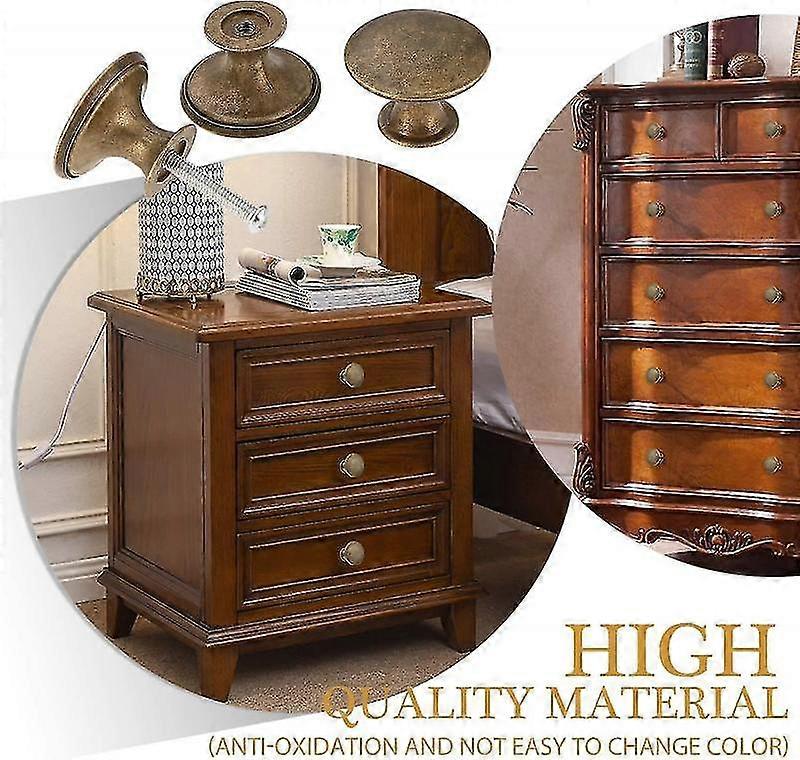 12pcs Vintage Cabinet Knobs, Chic Drawer Knobs, Antique Brass Kitchen Cupboard Handles, 30mm Round Furniture Door Knobs