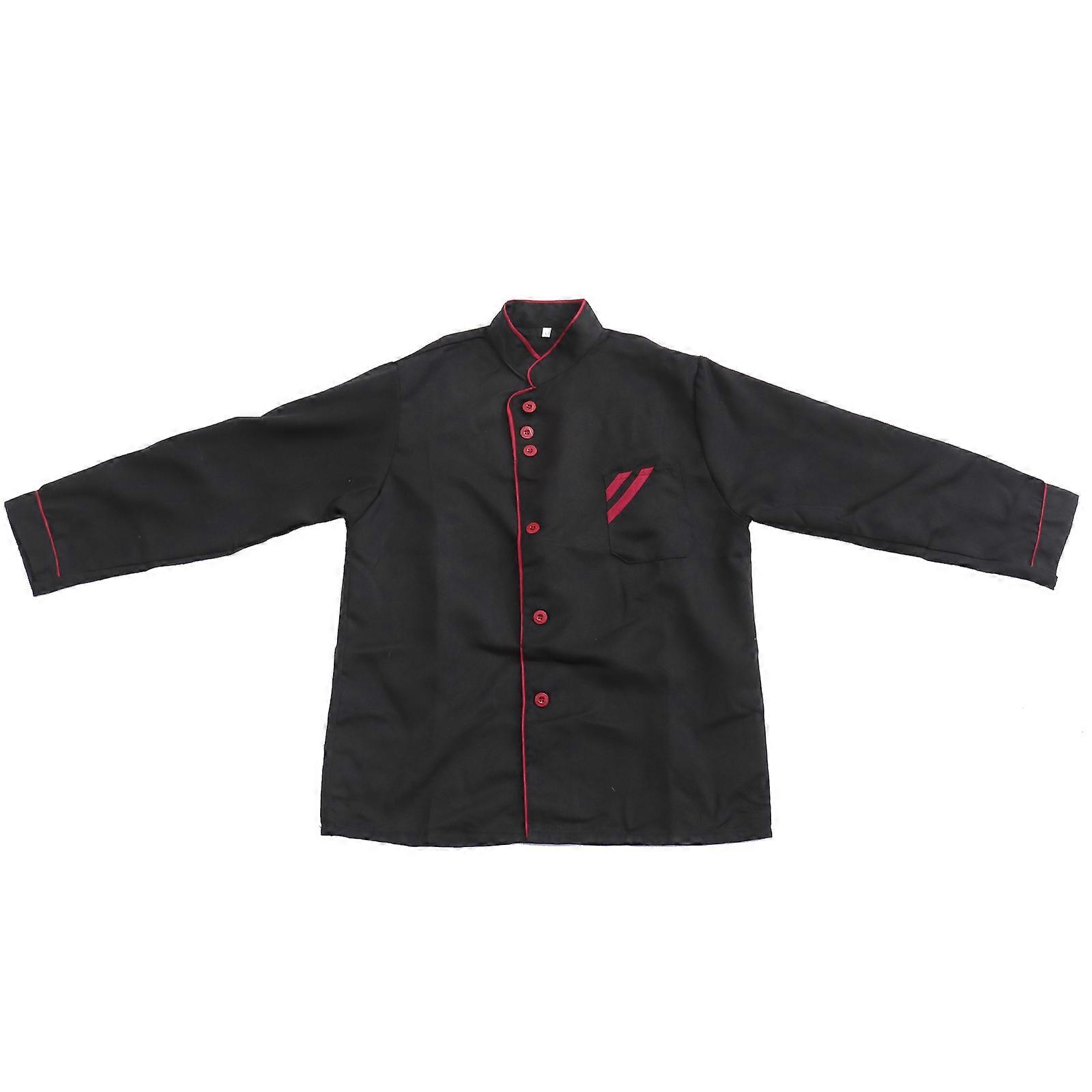 Long Sleeve Chef Uniform Unisex Basical Chef Tops Catering Shirt for Bakery Hotel Restaurant - Size L (Black)