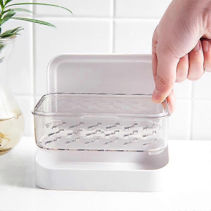 Blue Dream White Soap Box With Lid And Removable Drip Tray - Portable - Rectangular Travel Soap Dish