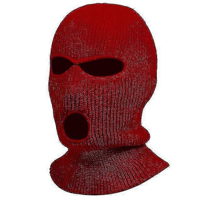 3 Löcher Winter Warm Unisex Sturmhaube Maske-Rot