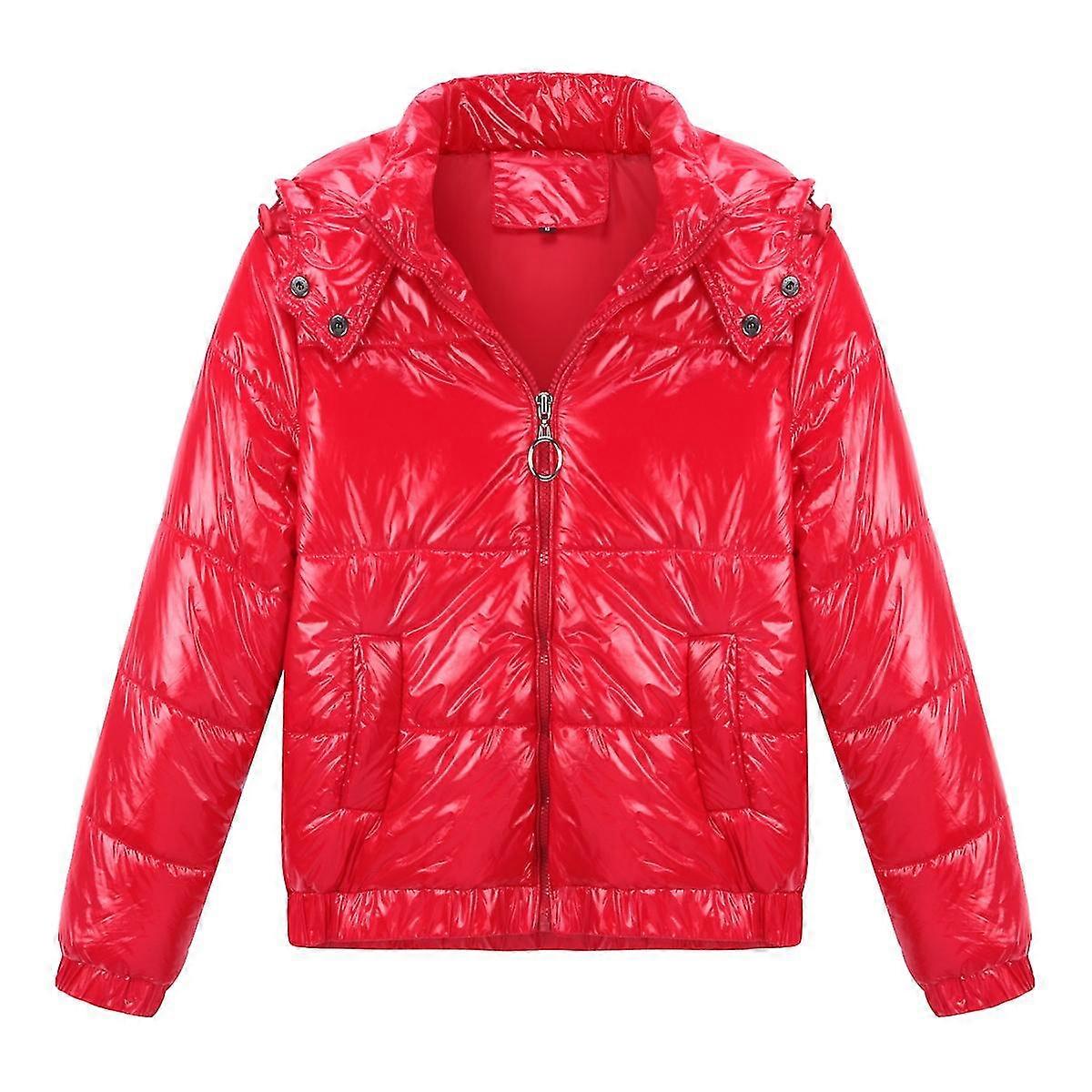 Naiwang Womens Warm Coat Solid Color Shiny Short Padded Jacket