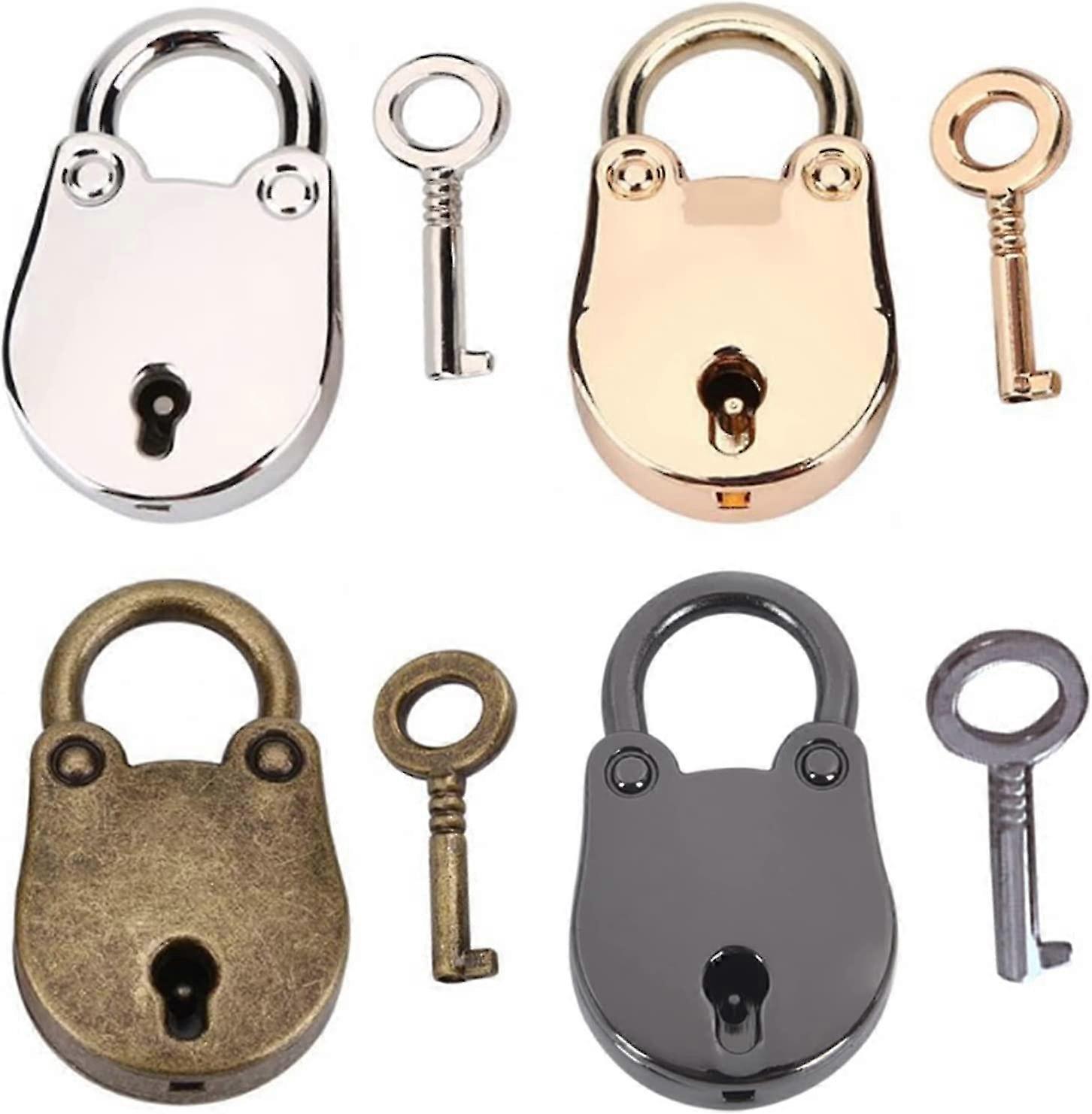 アンティーク南京錠ミニキー付き南京錠、ベアシェイプヴィンテージ亜鉛合金南京錠ジュエリーボックスロッカースーツケース日記ブック荷物スポーツバッグCu用
