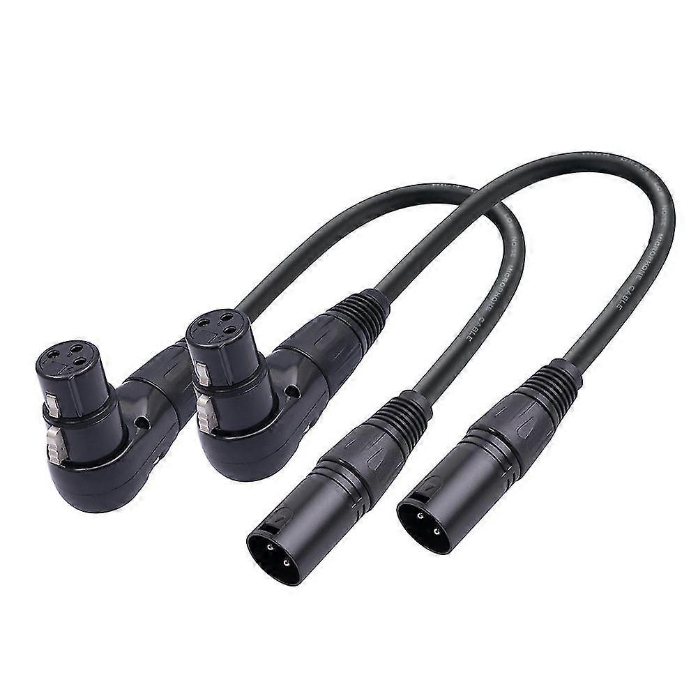 2pcs 3 Pin Xlr Right Angle Male To Female Plug Microphone Audio Cable 90 Degree Xlr Female To Strai