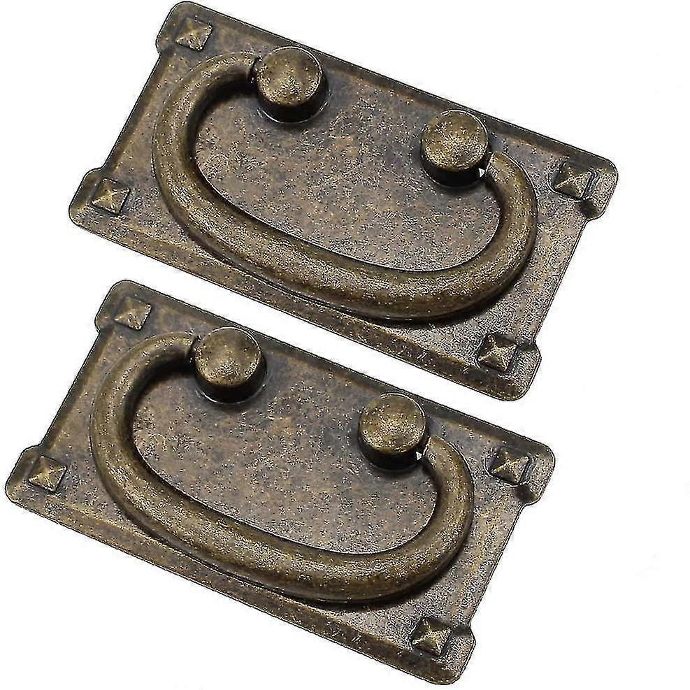 Chinese Style Square Long Strip   Furniture Hardware Drawer Classical Ring Zinc Alloy   (2 Pieces)