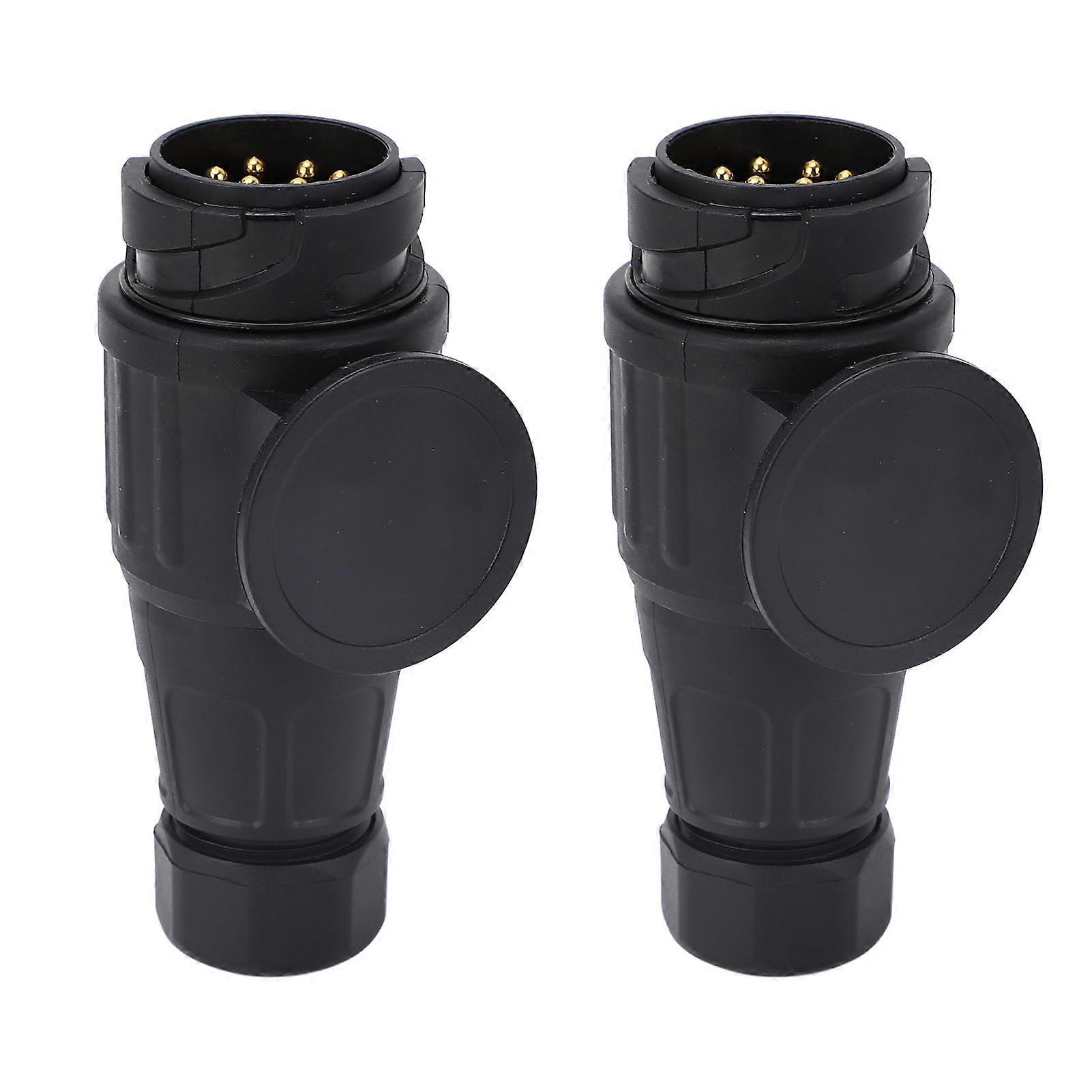 13 Pin Euro Plug 2PCS Waterproof Trailer Socket, Plastic Copper Molded