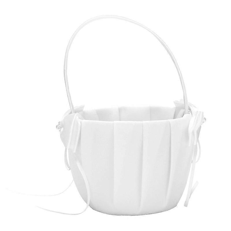 Faux Pärlblomma Bröllop Blomma Flicka Korg Rosett Dekor