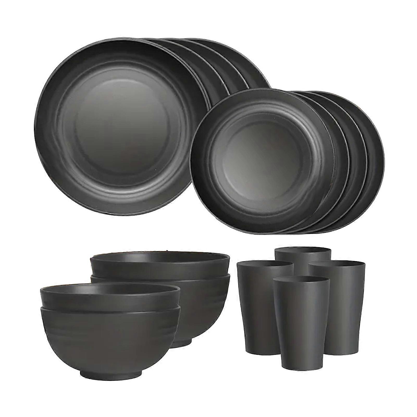 16Pcs Cutlery Set Stackable Unbreakable Plates, Bowls And Cups Set BPA-Free Tableware for Family Gatherings Picnics