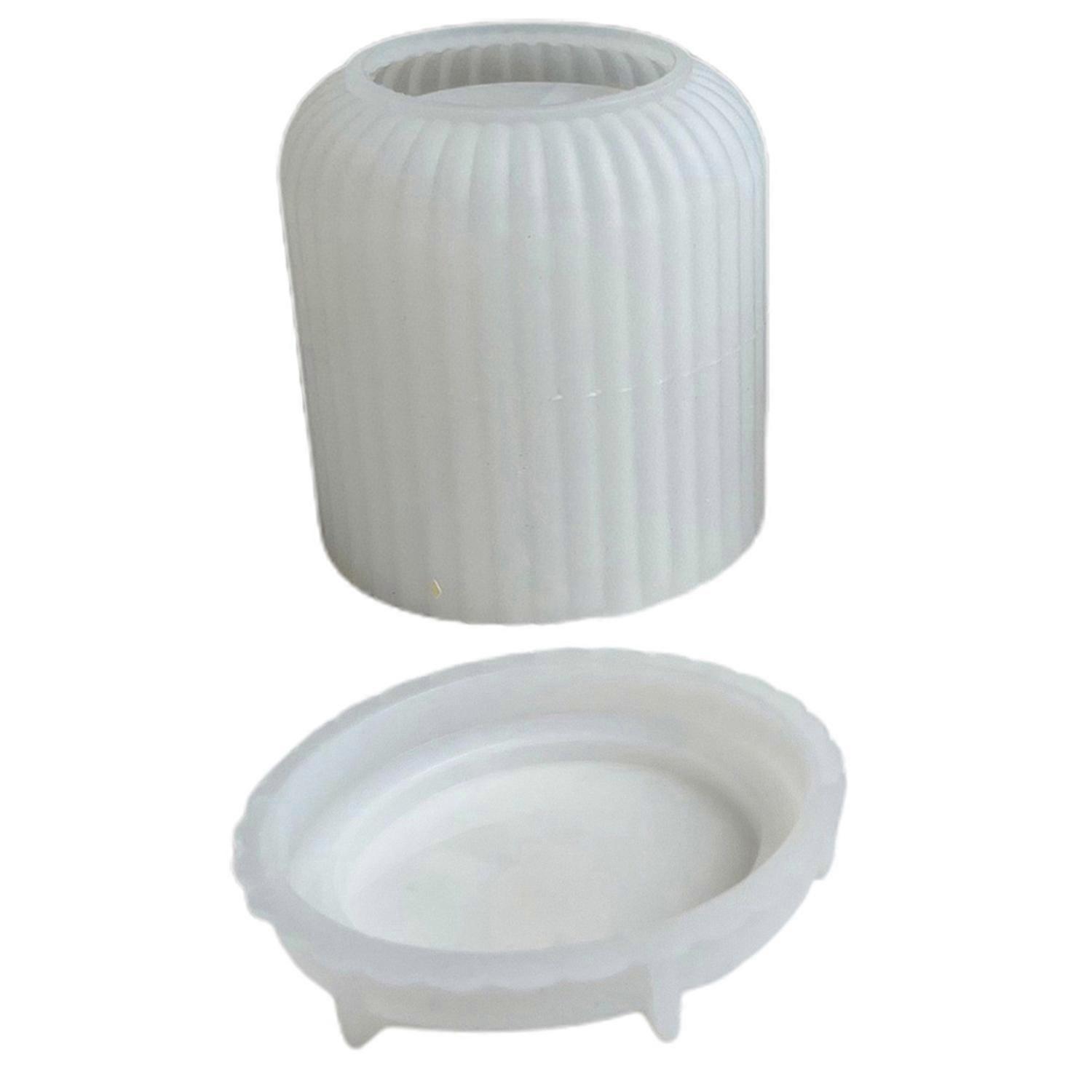 Craft Mold Versatile Stripe Round Style Candle Jar Casting Mold with Lid Soft Flexible Silicone