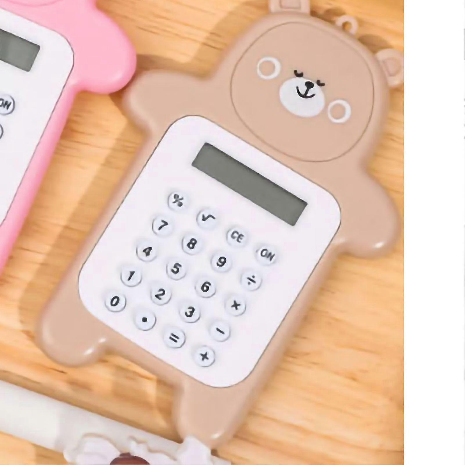 Portable Calculator Cute Bear Style 8 Digit Calculator Mini Cartoon Calculator for Girl Students Gift Yellow Bear