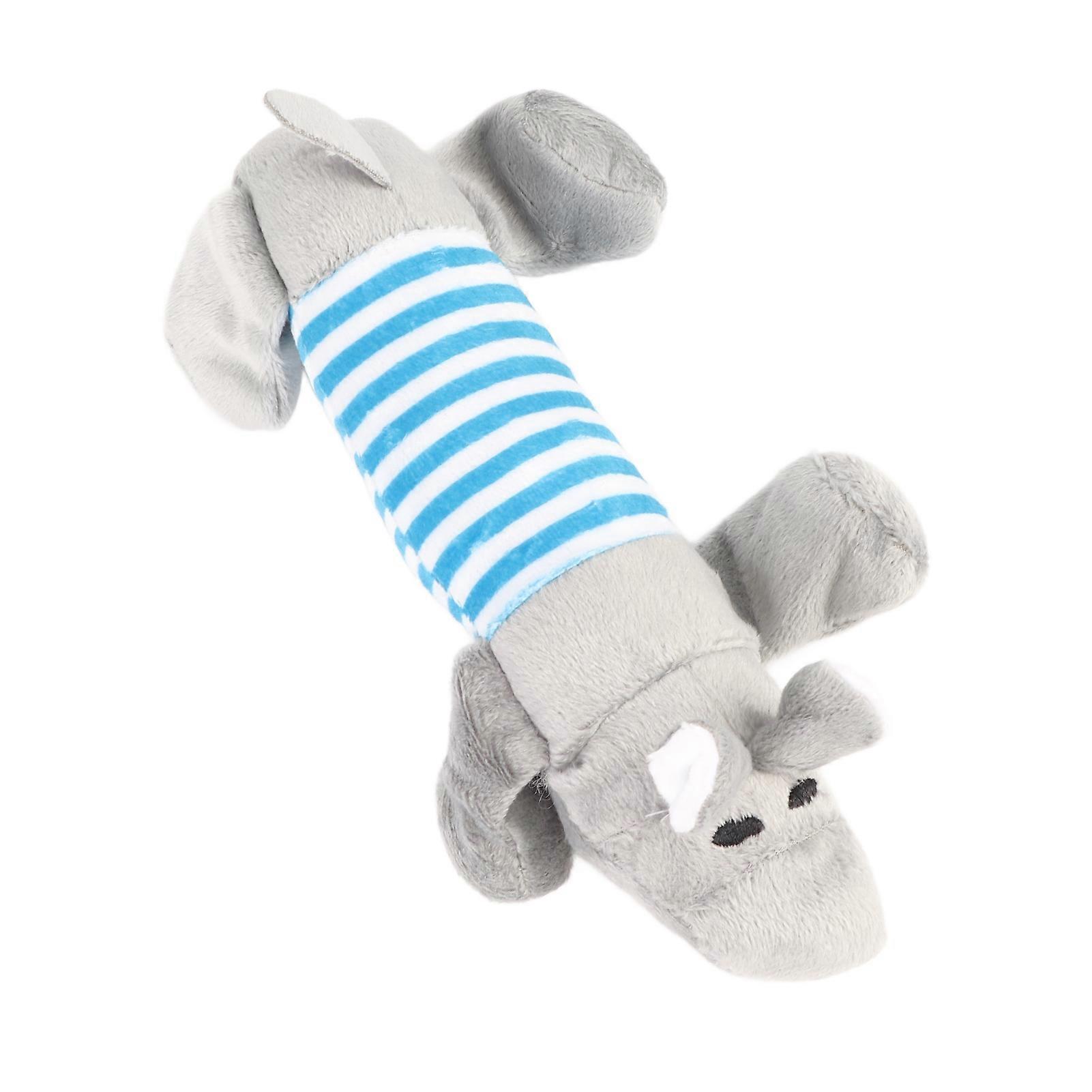 Hippo-Shaped Dog Plush Toy Gray Soft Interactive Chew Toy