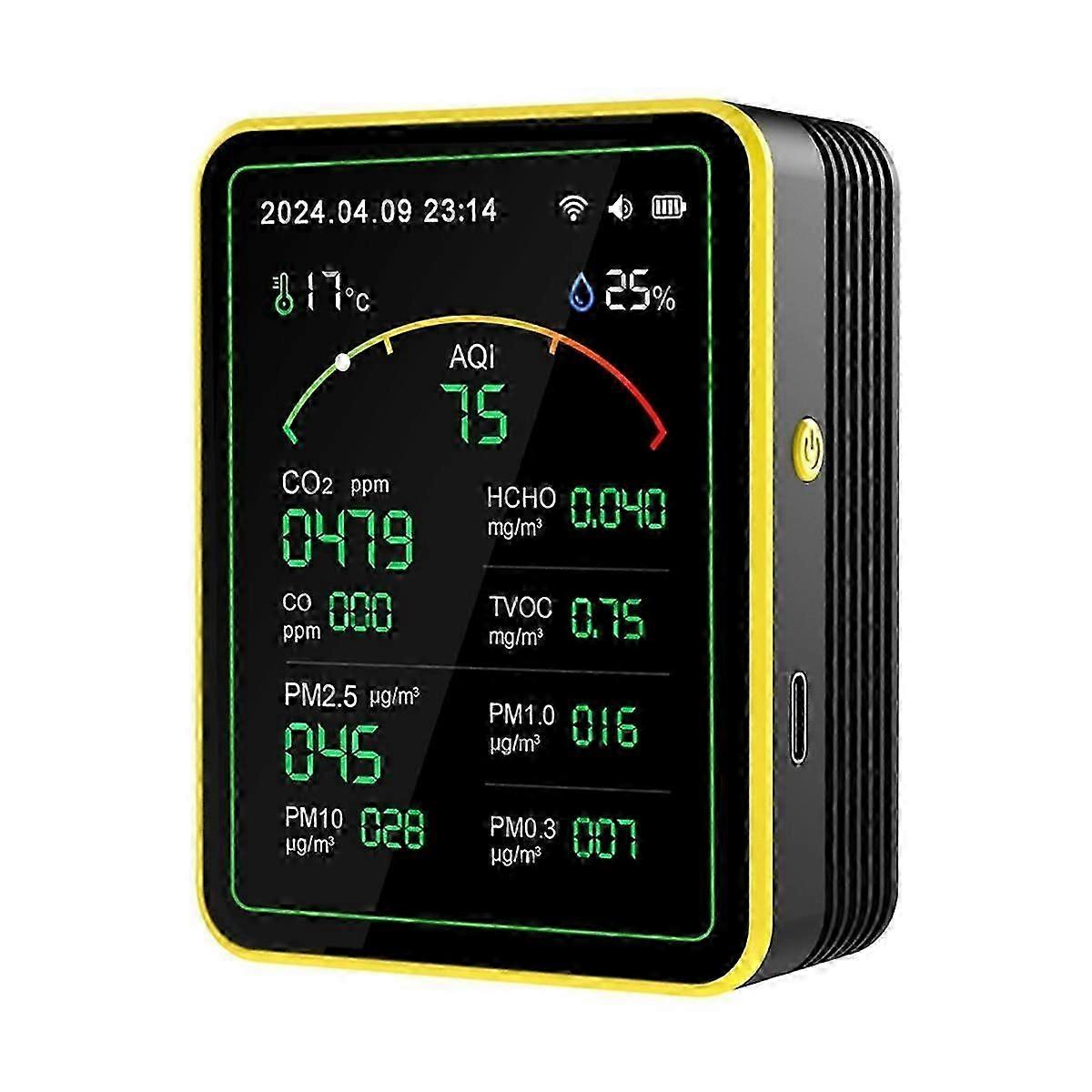 Tuya Wifi 15 In 1 Air Quality Detector Tft Display Multifunctional Time Temperature And Humidity Te