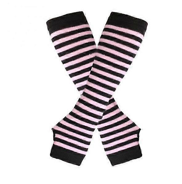 Warmer Elbow，Women Knitted Fingerless Long Gloves Stripes  Elbow Length Winter Stretchy Arm Warmer Elbow