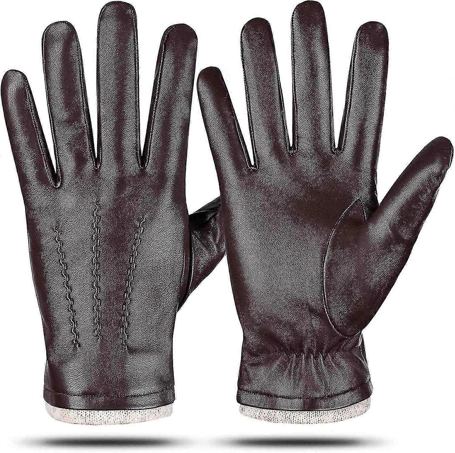 Winter Genuine Sheepskin Leather Gloves For Men. Warm Touchscreen Texting