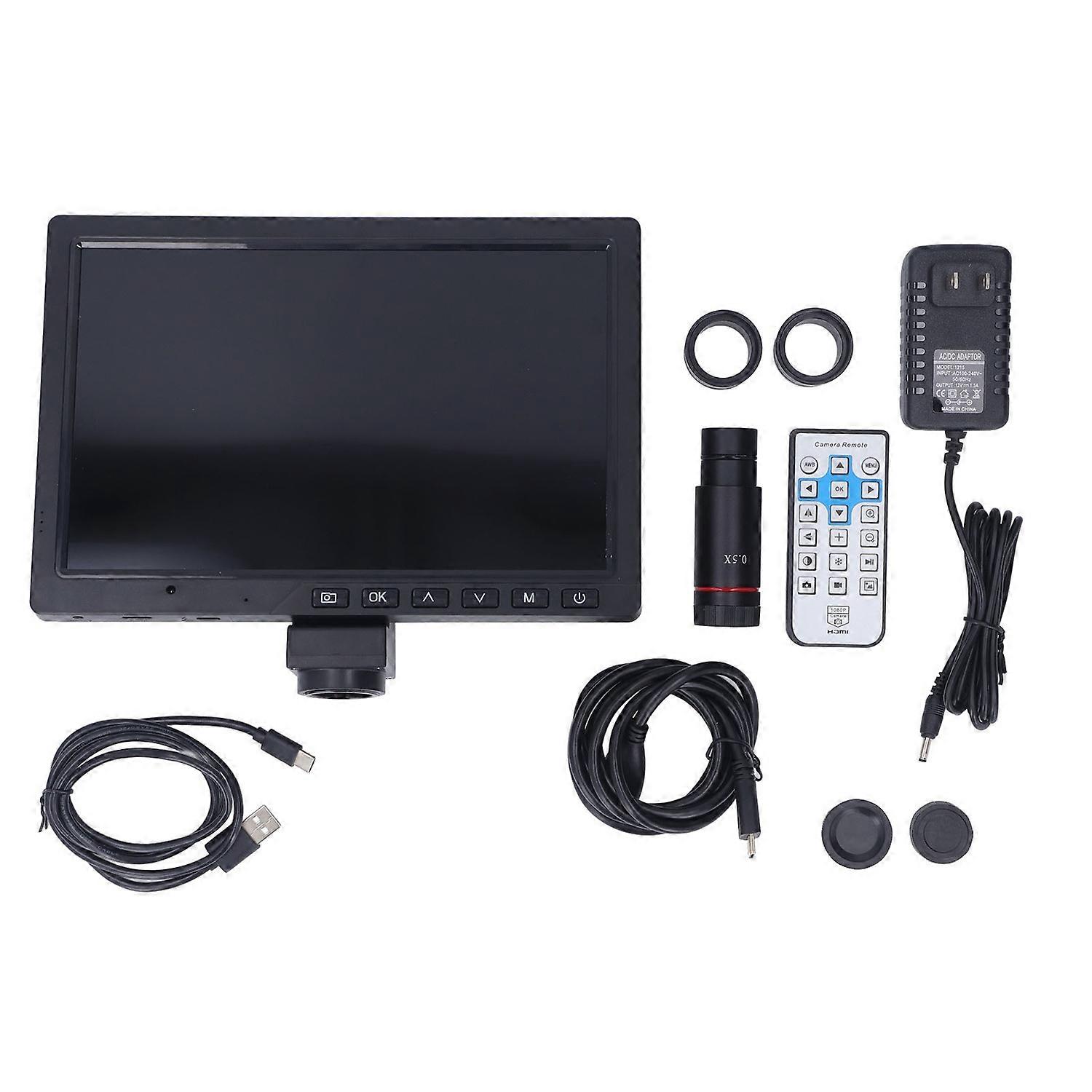LCD Digital Microscope 10 Inch Screen 1080P 26MP HD USB Output Microscope Camera with 0.5X Eyepiece