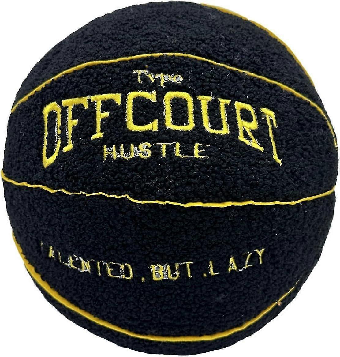 2023 New Offcourt Basketball Pillow, 25cm Basketball Shaped Fleece Embroidered Basketball Throw Fuzzy Plush Toy For Kids