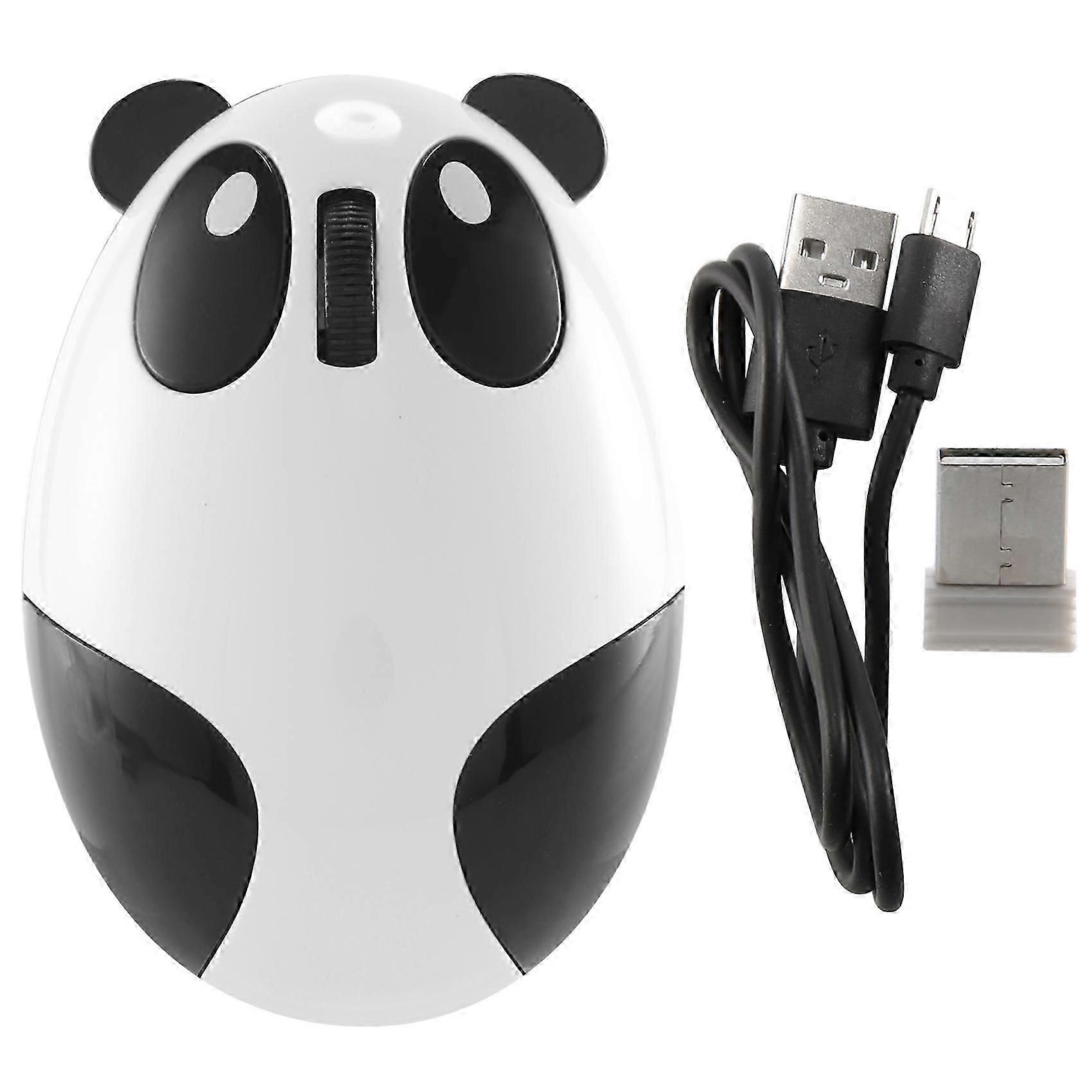 Optical Mouse, Wireless Charging, 2.4Ghz, Cartoon Panda Design, Computer Accessories, White