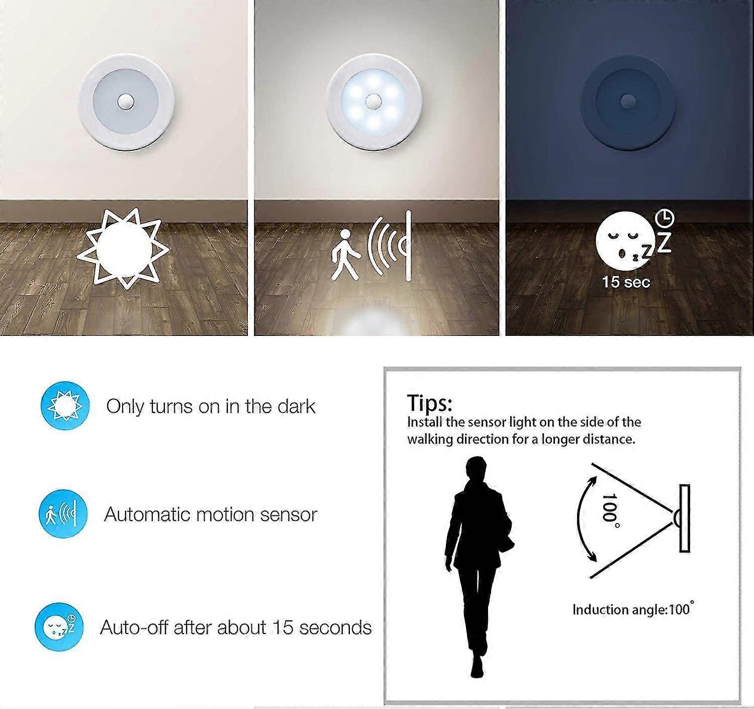 Motion Sensor Lights, 3 Pack Upgraded Version Led Night Lights, Motion Sensor Light Indoor Battery-powered, Closet Lights Stair Lights, Wall Lights Fo