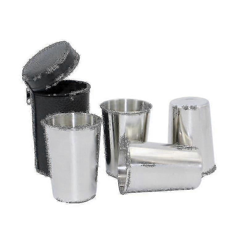 150ml الفولاذ المقاوم للصدأ 4PCS في الهواء الطلق النبيذ الزجاج مع كوب حقيبة المحمولة أكواب قابلة للتكديس