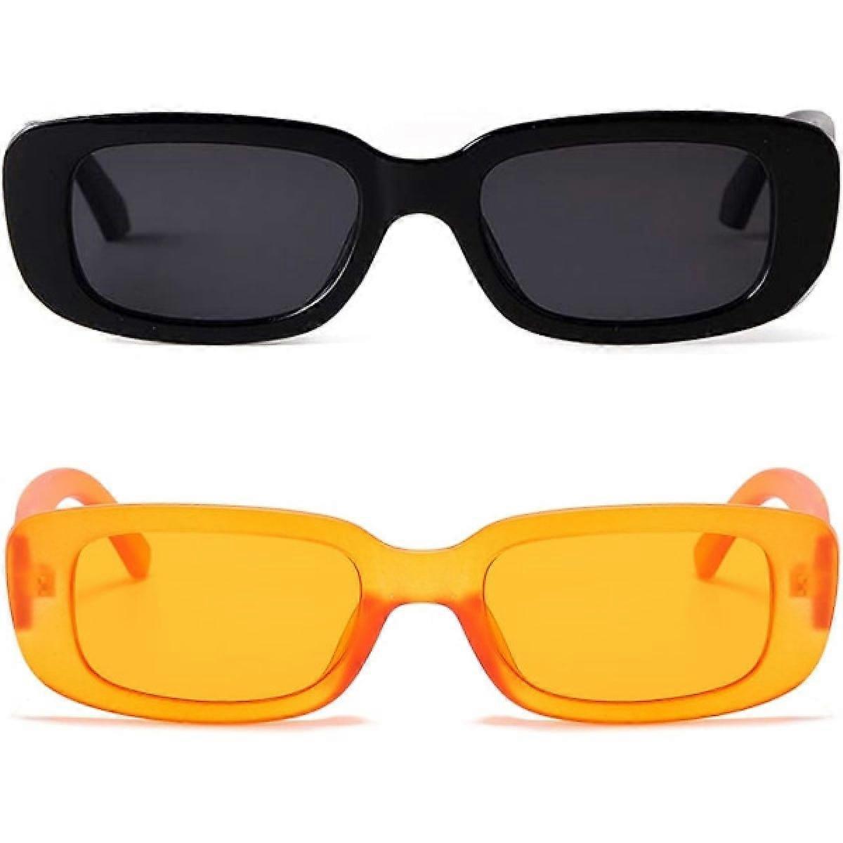 2-Pack Sunglasses, Black & Yellow Frames with Yellow Lenses