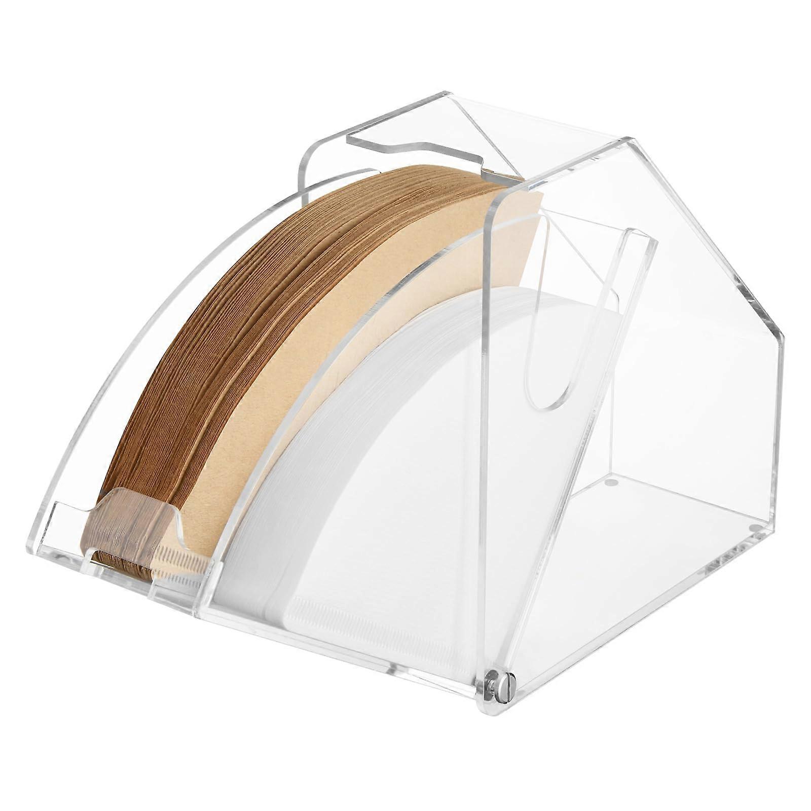 Acrylic coffee filter holder with lid damp - proof storage box for #1234 cone & V60 filters clear organizer for coffee shop/office
