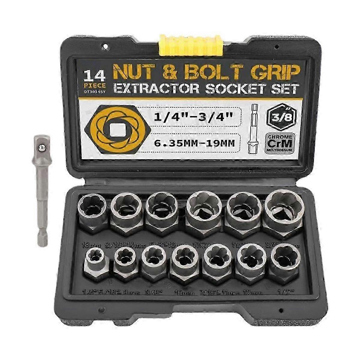 14-Piece Pull-Out Sleeve Set Nut Extractor Damaged Incomplete Screw Nut Extractor