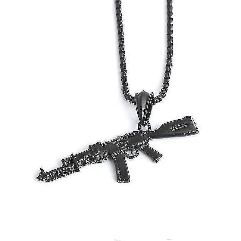 Mens 925 Sterling Silve Ak47 Colar pendente de rifle do exército - 22 polegadas