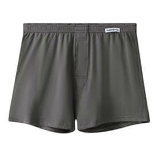 Men Boxer Underwear Open Design Button Placket Mid-rise Elastic Waistband Shorts Briefs Solid Color Loose Fit Underwear