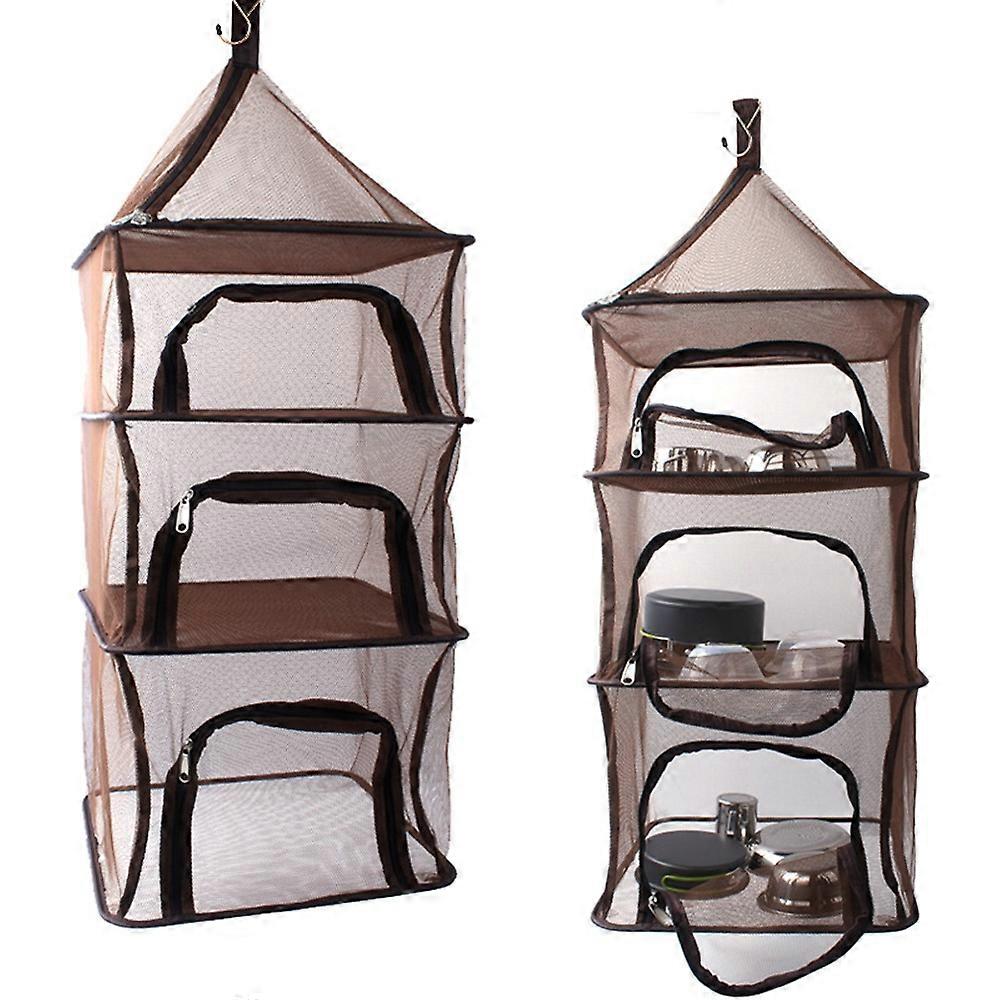 Outdoors Drying Net Foldable Drying Rack 4 Layers Fish Mesh with U-Shape Zippers and Hooks for  Seaf