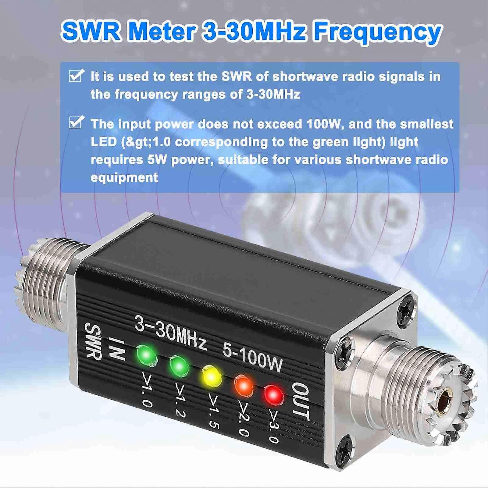 LED Shortwave Standing Wave Indicator, Frequency 3-30 MHz, for TV Broadcasting