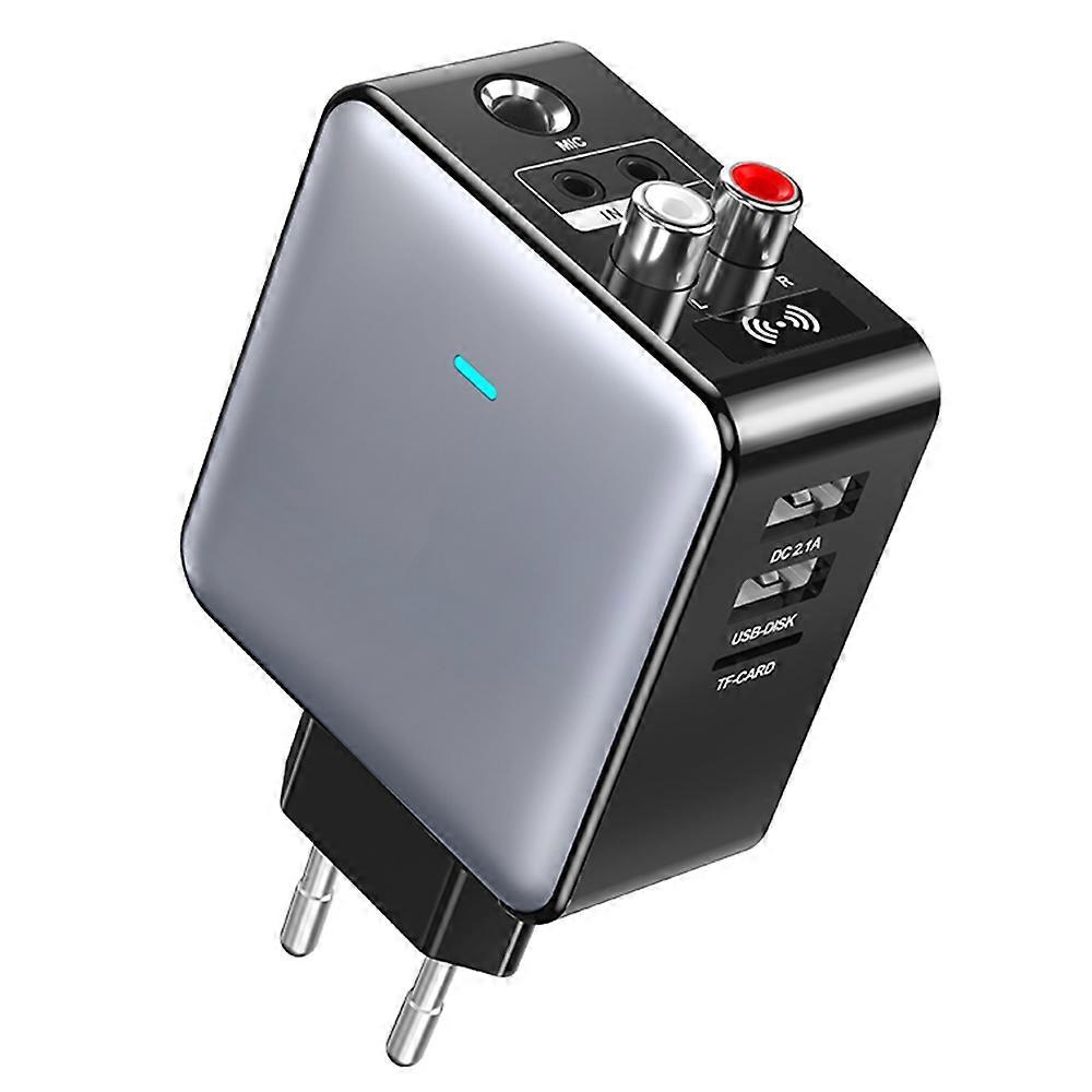 H6 Bluetooth 5.3 Transmitter Audio Bluetooth Receiver Adapter with Remote Control-EU Plug