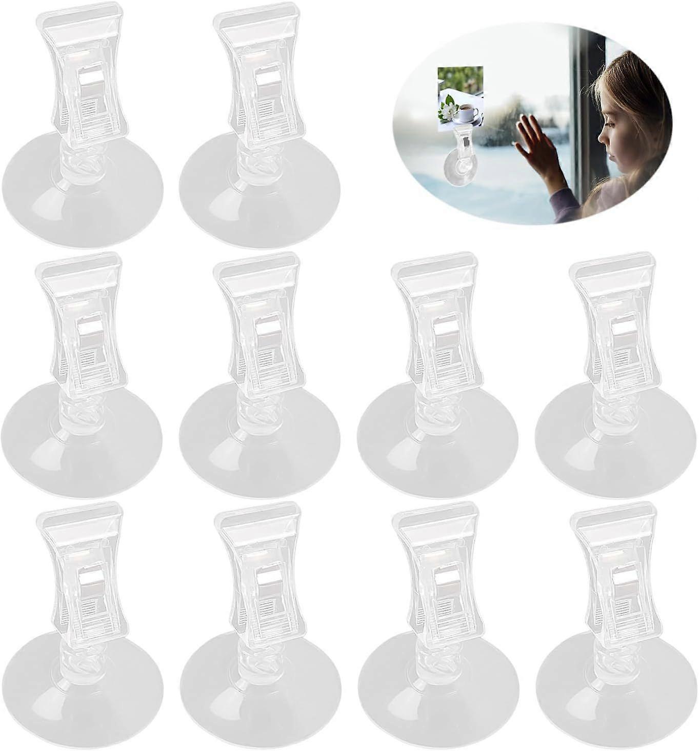 10 Pack Suction Cup Clips with Clip, No Drilling Required, Suction Cup Style Hooks, Window Glass Suction Cup, Multifunctional Clear Clip