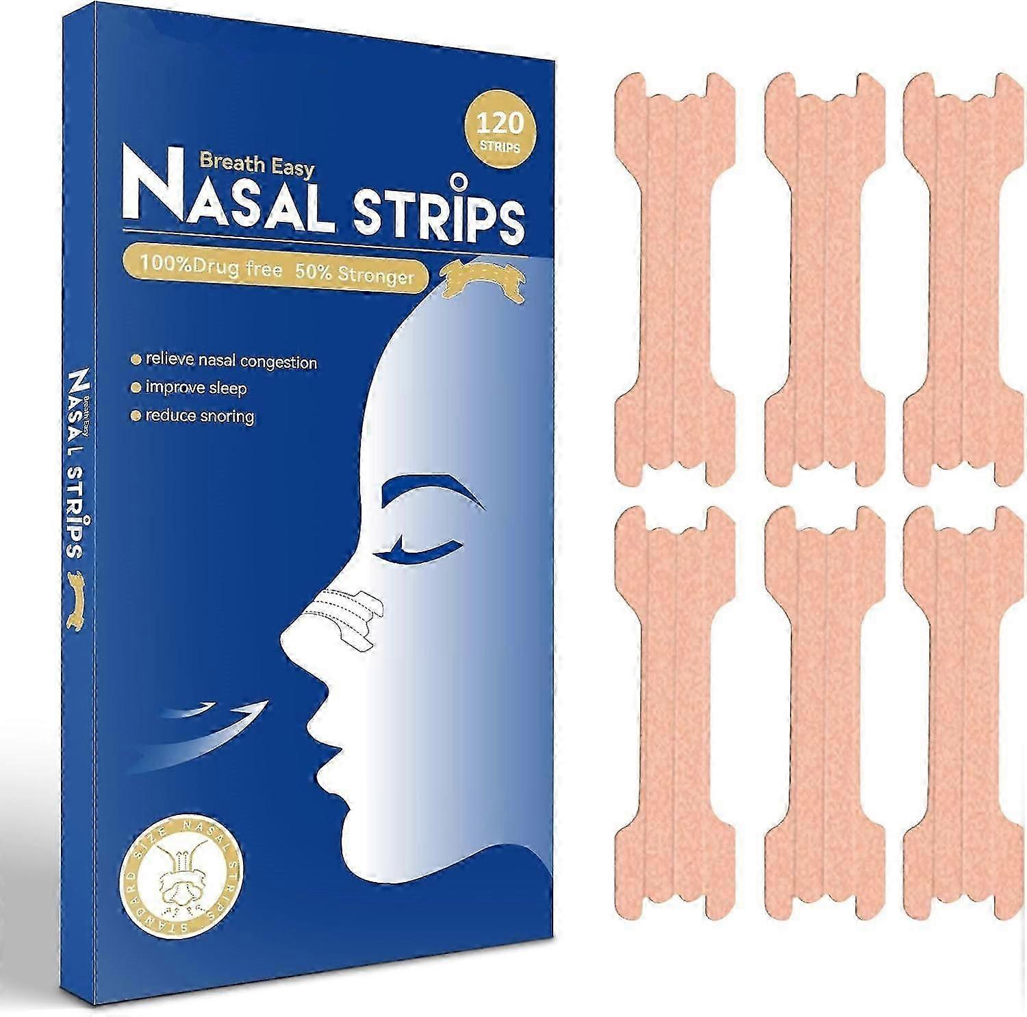 120pcs Nasal Strips, Snore Stopper for Sports & Sleep, Nose Strips Anti Snoring Devices, Relieve a Blocked Nose Due to Colds & Allergies