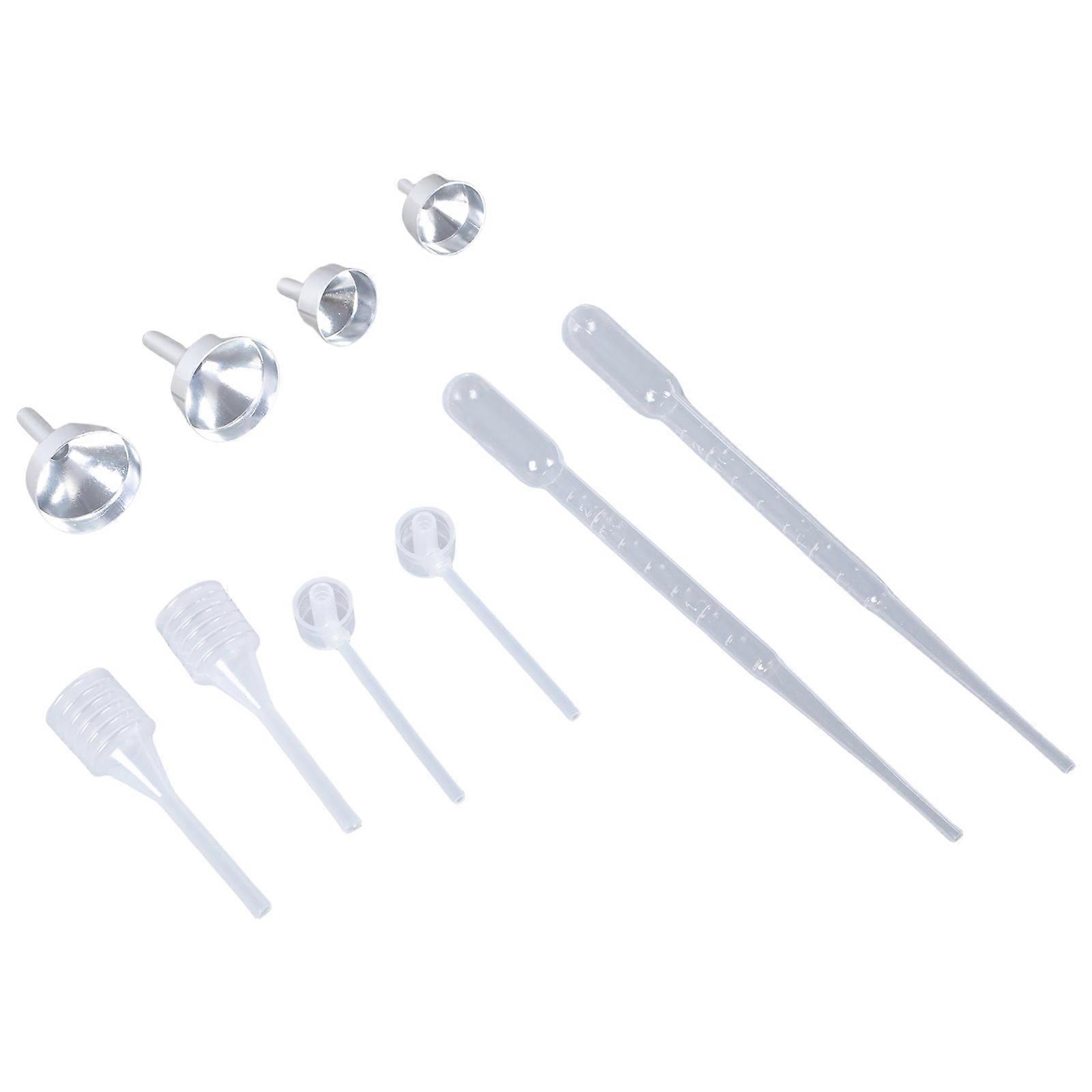 Set Of 10 Mini Metal Funnel And Droppers For Precise Dispensing Of Liquids, Sand, And Glitters In Various Application