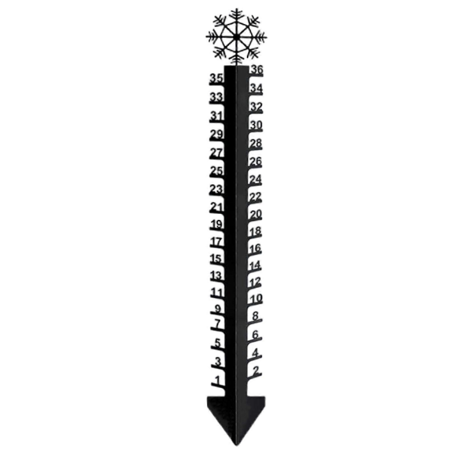 36in Snow Gauge with Temperature Meter Winter Snowflake Metal Ruler Snowfalls Gauge Snow Measuring Stick for Yard