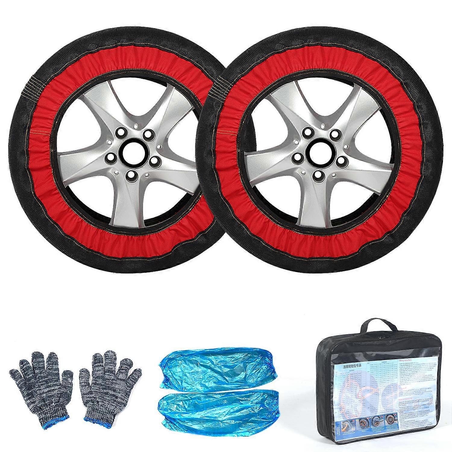 2pcs Automotive Snow Socks for Tires No Damaging Tire Hub Anti Slip Super Strong Low-temperature Res