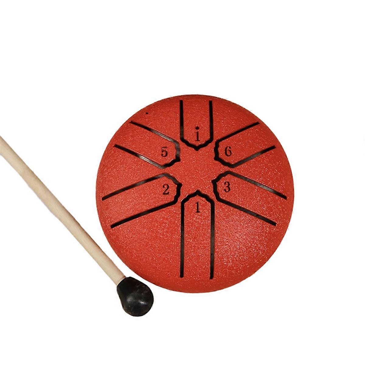 3 Inch 6-Tone Steel Tongue Drum Mini Hand Pan Drums with Drumsticks D