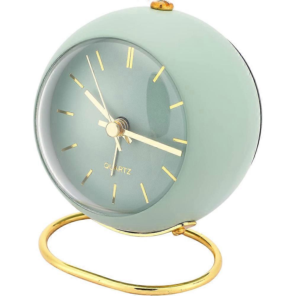 Stylish Analog Alarm Clock, Battery Operated Non Ticking Timekeeper with Night Light, Retro Charm for Desk and Bedside
