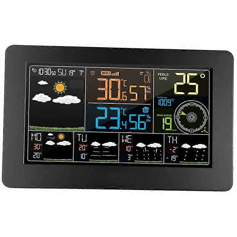 Smart Digital Weather Clock for Indoor Outdoor Use, Bluetooth Color Forecast Station with App Control, Weather Station Supports Sunrise and Sunset