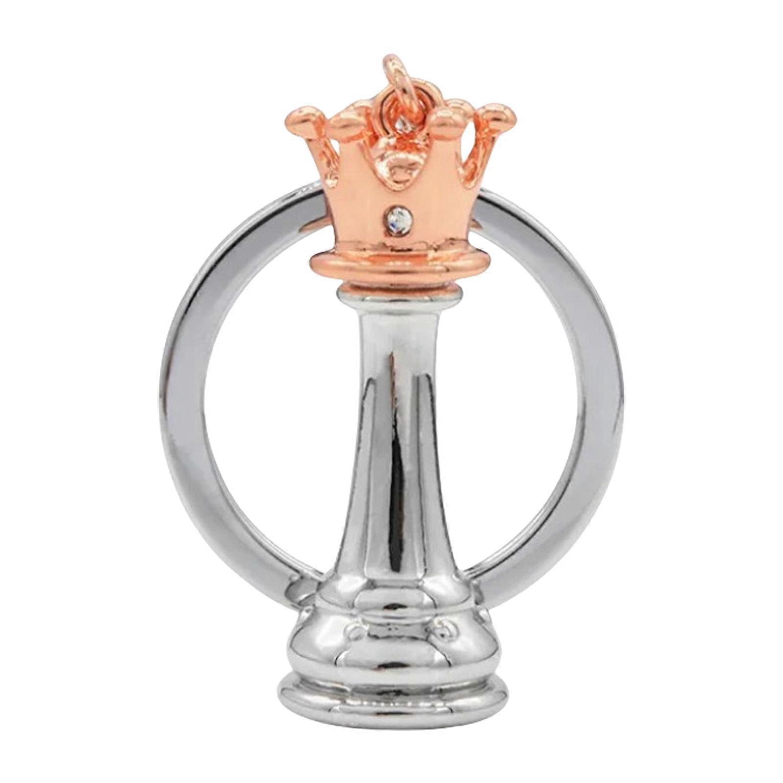Unique Chess Themed Keychain Handmade Queen King Key Chain Lightweight Bag Charm Accessory for Chess Enthusiasts Rose Gold