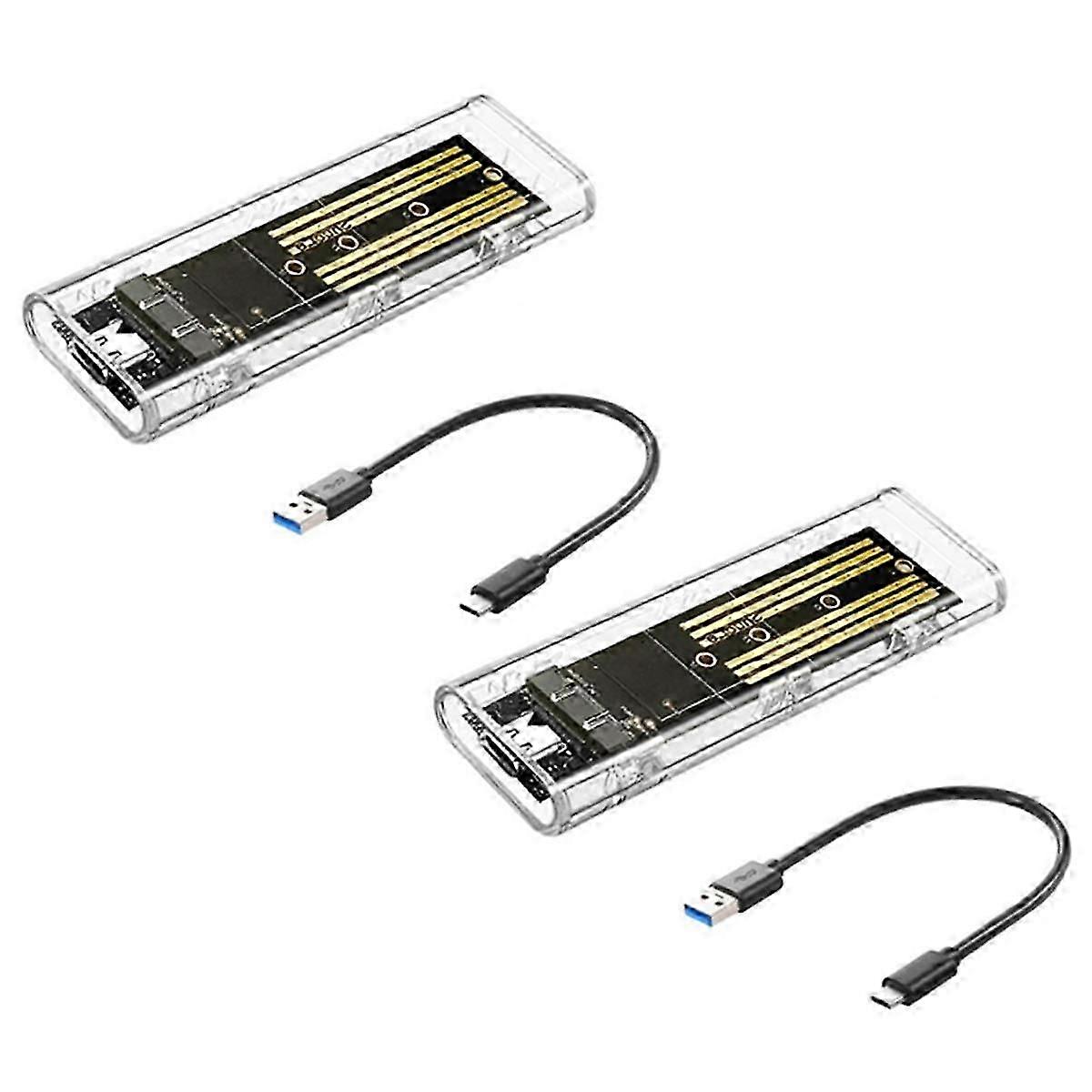 2PCS M2 SSD Case M.2 NVME SSD Enclosure Portatile USB3.1 Type-C SSD Custodia Trasparente Per Disco Rigido 5Gbps per PC