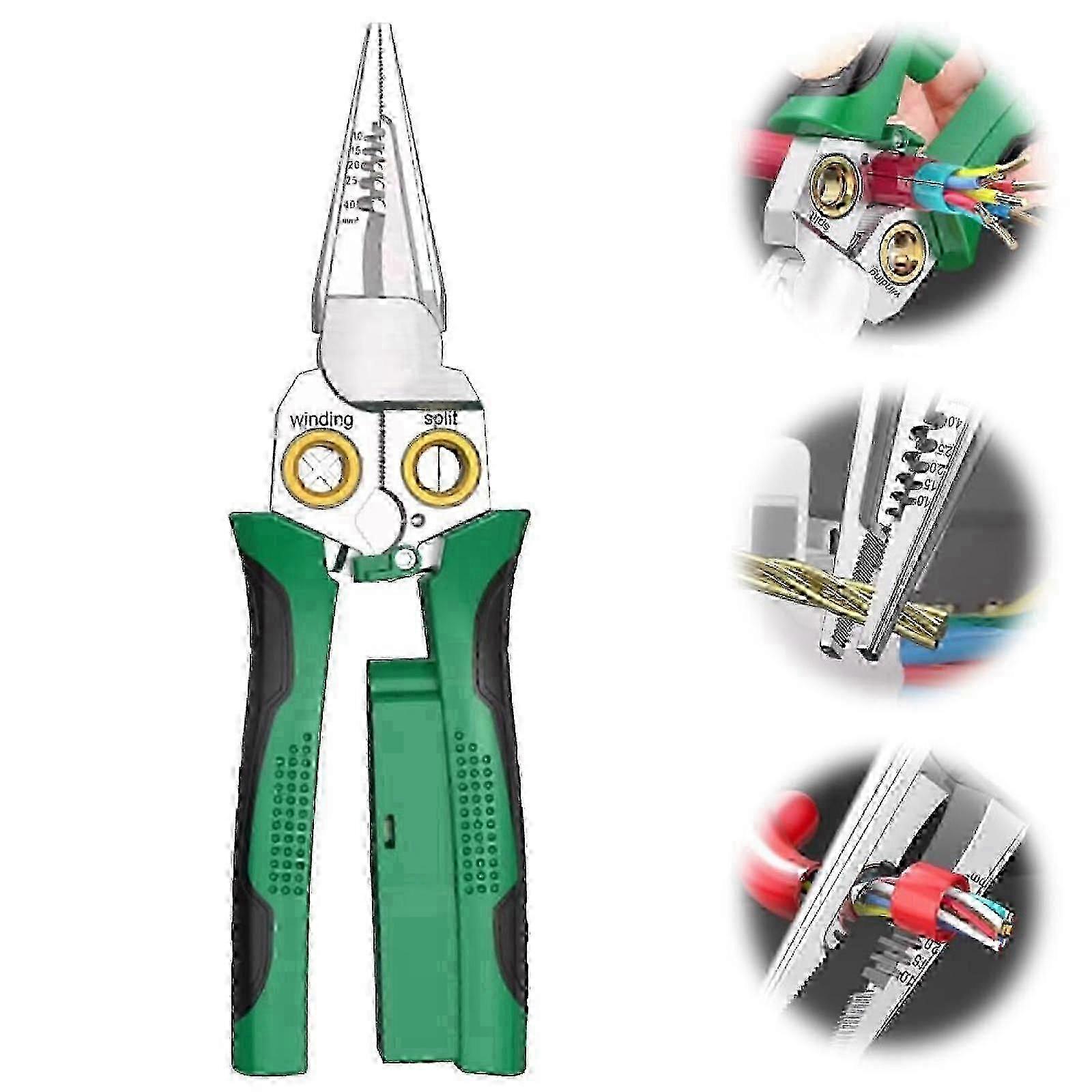 Wire Stripper with Electricity Measurement Function,8-in-1 Wire Stripping Pliers for Cutting and Pulling Wires, Cable Scissors