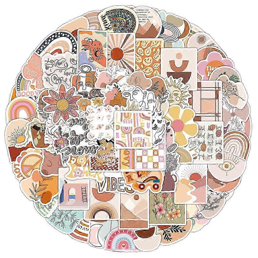 unbrand 100 Boho Stickers Set for Laptop Phone Water Bottle Skateboard Suitcase Guitar Pad Cute Wate